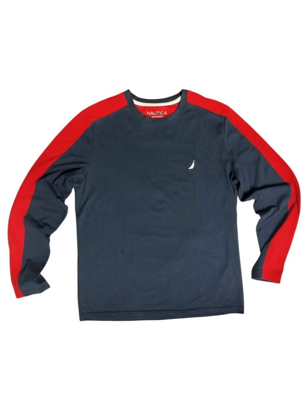 Nautica Men’s Long Sleeve Shirt Black & Red Colorblock Size M
